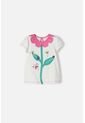 Camiseta Littlemic Marfil Cuello Redondo Para Niña 2T A 5T 4T de LittleMic