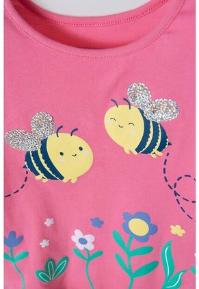 Camiseta Littlemic Rosada Manga Corta Para Niña 2T A 5T 2T