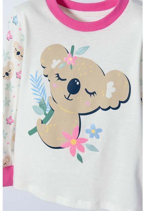 Pijama De Littlemic Con Pantalón Largo Marfil Y Rosado Para Niña 2T A 5T 4T