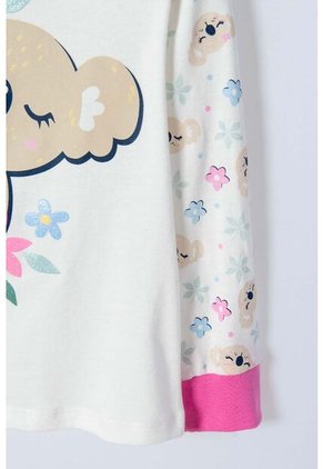 Pijama De Littlemic Con Pantalón Largo Marfil Y Rosado Para Niña 2T A 5T 4T