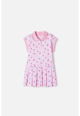 Vestido De Littlemic Manga Corta Rosado Para Niña 2T A 5T 2T LittleMic