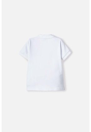 Camiseta Tipo Polo De Littlemic Blanco Para Niño 2T A 5T