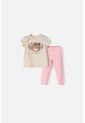 Conjunto LittleMic Caqui Y Palo De Rosa De Pantalón Para Bebé Niña 3-6 de LittleMic