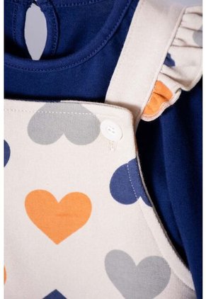 Vestido LittleMic Tipo Jardinera Azul Y Caqui Para Bebé Niña 3-6