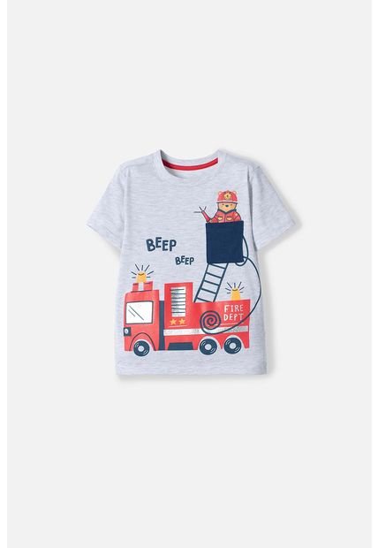 Camiseta LittleMic Gris Manga Corta Para Niño 2T A 5T 5T