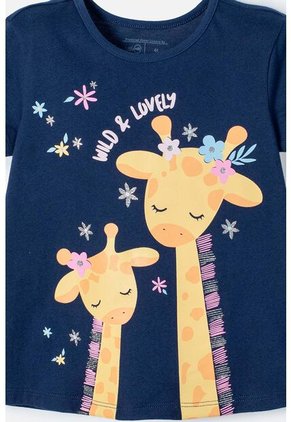 Camiseta De Littlemic Manga Corta Azul Para Niña 2T A 5T 2T