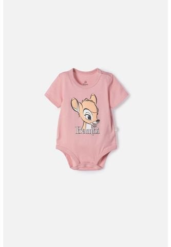 Body De Bambi Manga Corta Rosado Para Bebé Niña 18-24 LittleMic