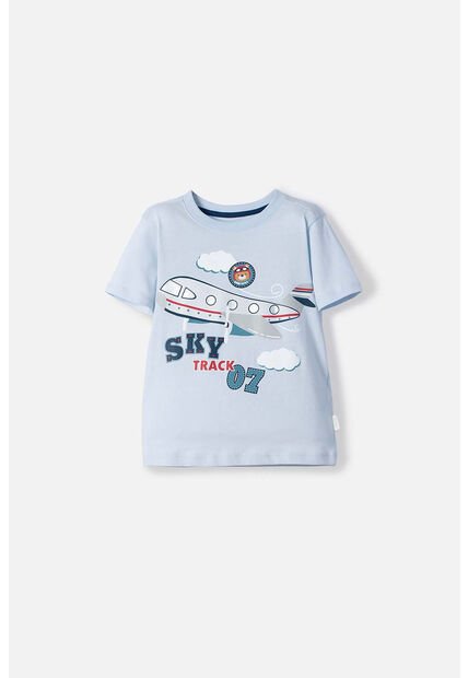 Camiseta LittleMic Azul Clara Manga Corta Para Niño 2T A 5T 3T