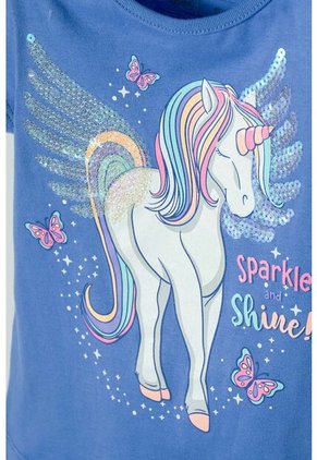 Camiseta De LittleMic Manga Corta Azul Para Niña 2T A 5T 3T