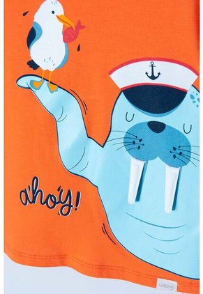 Camiseta Littlemic Naranja Manga Corta Para Niño 2T A 5T 4T