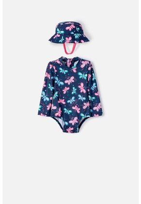 Vestido De Baño De Littlemic Con Gorro Multicolor Para Bebé Niña 3-6