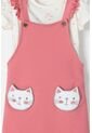 Vestido Tipo Jardinera De LittleMic Rosa Viejo Y Marfil Para Niña 2T A 5T 3T de LittleMic
