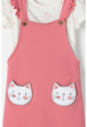 Vestido Tipo Jardinera De LittleMic Rosa Viejo Y Marfil Para Niña 2T A 5T 3T