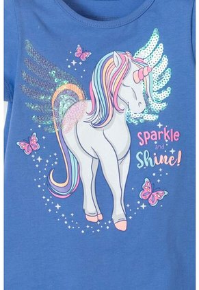 Camiseta De LittleMic Manga Corta Azul Para Niña 2T A 5T 5T