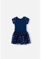 Vestido De LittleMic Manga Corta Azul Para Niña 2T A 5T 3T de LittleMic