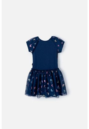 Vestido De LittleMic Manga Corta Azul Para Niña 2T A 5T 3T