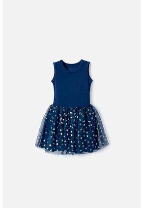Vestido De Littlemic Con Tull Azul Para Niña 2T A 5T 5T
