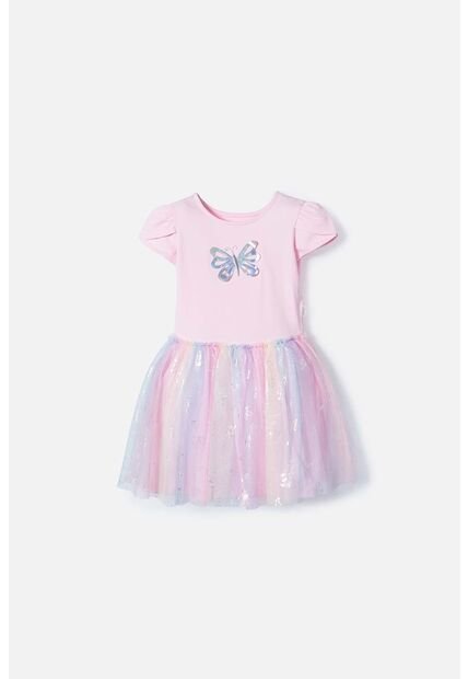 Vestido De Littlemic Manga Corta Rosado Para Niña 2T A 5T 3T
