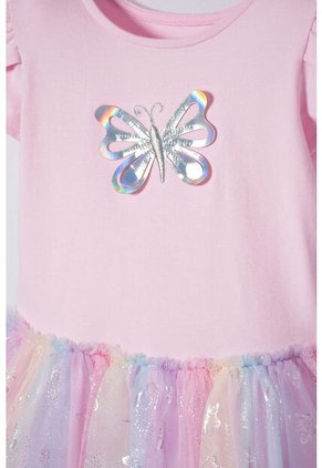 Vestido De Littlemic Manga Corta Rosado Para Niña 2T A 5T 3T