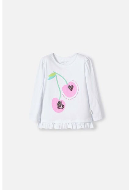 Camiseta LittleMic Blanca Manga Larga Para Niña 2T A 5T 4T