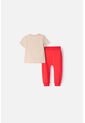 Conjunto LittleMic Caqui Y Rojo Estampado En Frente Para Bebé Niño 3-6 de LittleMic
