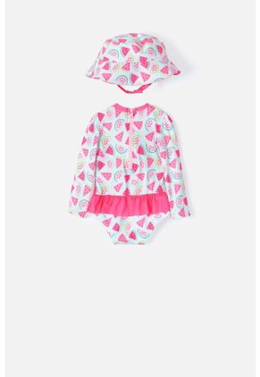 Vestido De Baño LittleMic Con Gorro Azul Y Fucsia Para Bebé Niña 3-6