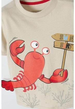 Camiseta Littlemic Caqui Estampada En Frente Para Niño 2T A 5T 4T