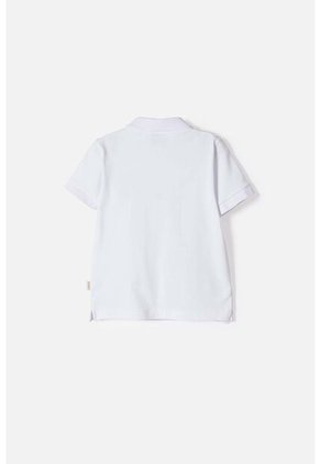 Camiseta Tipo Polo De Littlemic Blanco Para Niño 2T A 5T 5T