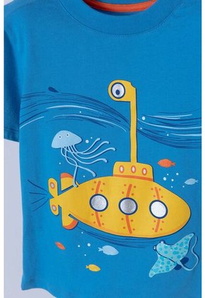 Camiseta Littlemic Azul Cuello Redondo Para Niño 2T A 5T 4T