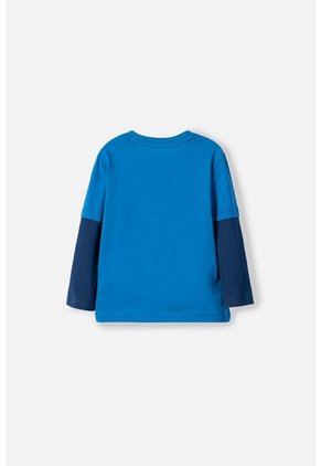 Camiseta LittleMic Azul Manga Larga Para Niño 2T A 5T 3T