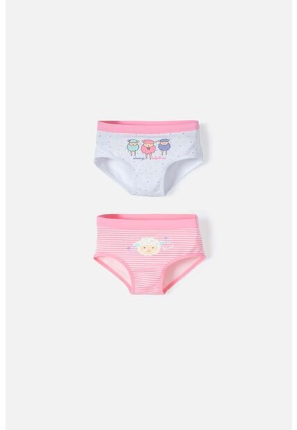 Pack X2 Panties LittleMic Blanco Y Rosado Para Niña De 2T A 5T 2T