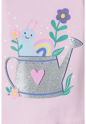 Camiseta Littlemic Rosada Con Estampado En Frente Para Niña 2T A 5T 4T