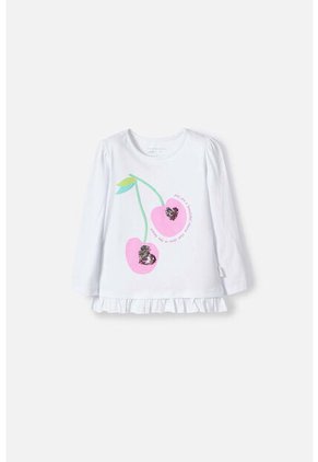 Camiseta LittleMic Blanca Manga Larga Para Niña 2T A 5T 5T