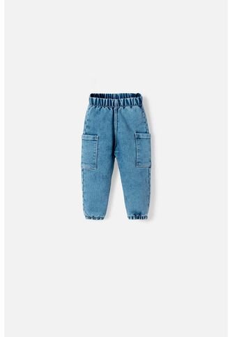 Jogger De Littlemic Cintura Elastica Azul Para Bebé Niña 9-12 LittleMic