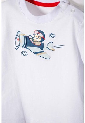 Conjunto LittleMic Blanco Y Azul Manga Corta Para Bebé Niño 6-9