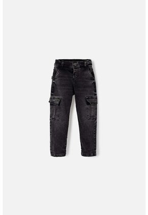 Jean LittleMic En Denim Tono Oscuro Con Bolsillos Tipo Cargo Para Niño 2T A 5T 5T