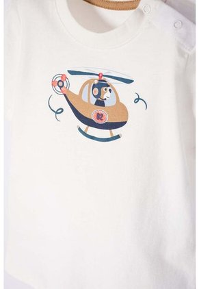 Conjunto LittleMic Marfil Y Café Manga Corta Para Bebé Niño 9-12