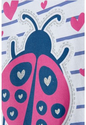 Camiseta Littlemic Blanca Con Azul Y Brillos Para Niña 2T A 5T 4T