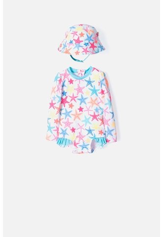 Vestido De Baño LittleMic Multicolor Incluye Bucket Hat Para Bebé Niña 18-24 LittleMic