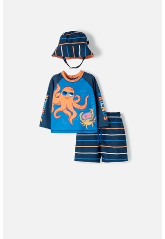 Conjunto De Baño LittleMic Multicolor Con Gorro Para Bebé Niño 12-18 LittleMic