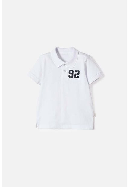 Camiseta Tipo Polo De Littlemic Blanco Para Niño 2T A 5T 5T
