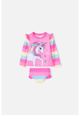 Vestido De Baño LittleMic Multicolor Manga Larga Para Niña 2T A 5T 5T LittleMic