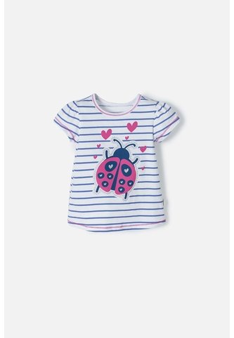 Camiseta Littlemic Blanca Con Azul Y Brillos Para Niña 2T A 5T 4T LittleMic