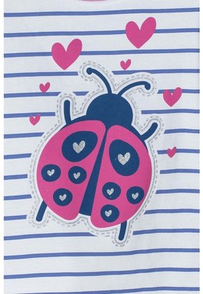 Camiseta Littlemic Blanca Con Azul Y Brillos Para Niña 2T A 5T 4T
