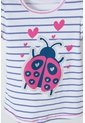 Camiseta Littlemic Blanca Con Azul Y Brillos Para Niña 2T A 5T 4T de LittleMic