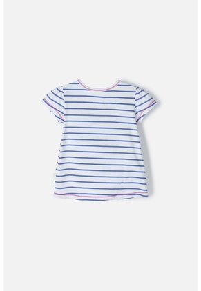 Camiseta Littlemic Blanca Con Azul Y Brillos Para Niña 2T A 5T 4T