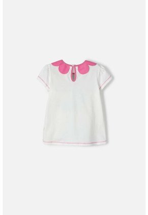 Camiseta Littlemic Marfil Cuello Redondo Para Niña 2T A 5T 4T