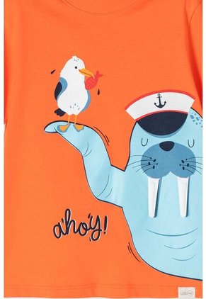 Camiseta Littlemic Naranja Manga Corta Para Niño 2T A 5T 3T