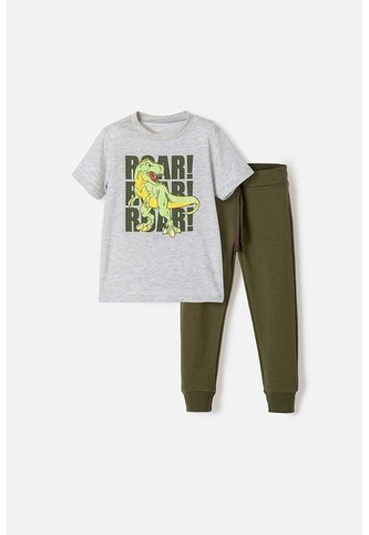 Conjunto Para Niño, De Pantalón Largo Gris/verde De LittleMic 3T LittleMic