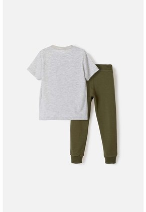 Conjunto Para Niño, De Pantalón Largo Gris/verde De LittleMic 3T